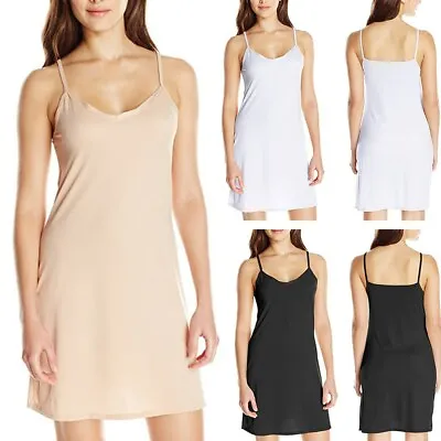 Women Sexy Petticoat Camisole Underskirt Summer Under Dress Plain Cling Slips • £6.95