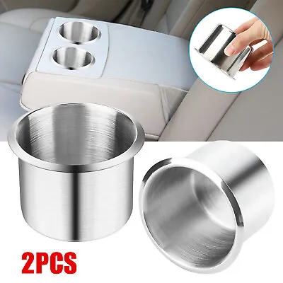 2x Stainless Steel Cup Drink Holder For Marine Boat RV Camper Car Inserts Couch • $9.48
