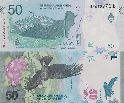 Argentina 50 Pesos (2017) - Buzzard/Continental Divide/p-363 Series B UNC • $5.04
