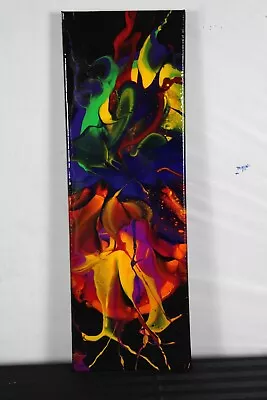 ABSTRACT CANVAS ART Original Acrylic Painting Modern Artwork Resin 8  X 24  • $27.26