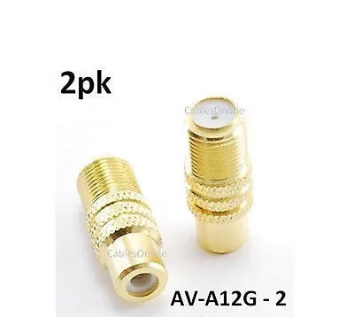 2-PACK Coax F-Type Jack To RCA Female Jack Gold Adapter CablesOnline  AV-A12G • $5.75