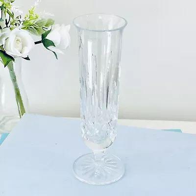 Vtg Waterford Lismore 8” Crystal Vase Glass Footed Stemmed Bud Flower Fluted • $49