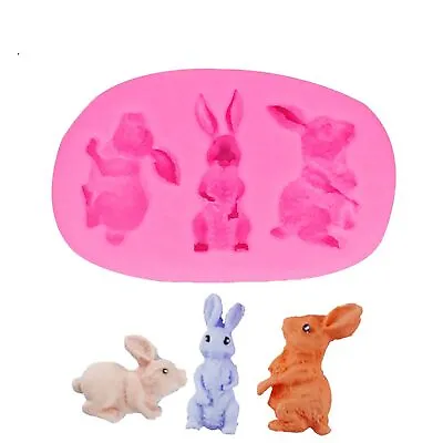 Bunny Rabbit Silicone Mold Sugarcraft Easter Cake Decor Candy Clay Resin Mould • £11.57