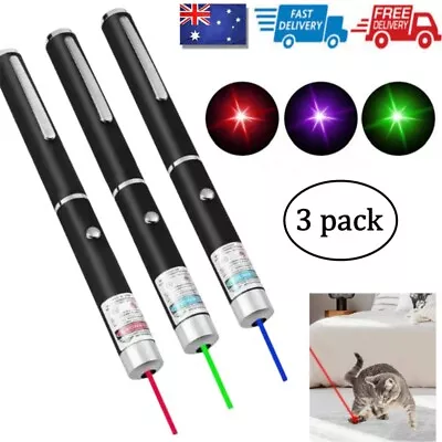 3X Laser Pointer Pen Green Blue Red Light 532nm Visible Beam Light Pet Cat Toys • $16.99