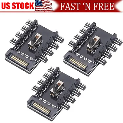 3X Splitter Cooling Fan Hub PC SATA 1 To 8 3Pin 12V Power Socket PCB Adapter USA • $14.69