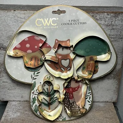 CWC Cook With Colors 5 Piece Cookie Cutters Mushroom Fox Leaf Head Hodge New • $10.50