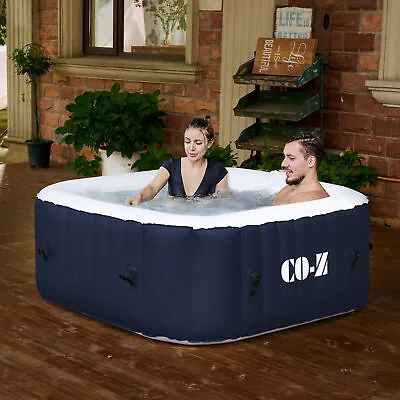 4-Person Outdoor Square Inflatable Hot Tub Spa W 120 Bubble Jet F Patio Backyard • $369.50