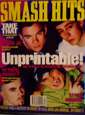 SMASH HITS  UK  MAGAZINE March 1993 Take That Posters/east 17/pamela Anderson • £9.99