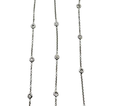 $659.86 • Buy Beautiful Solid 18k White Gold Diamonds By The Yard Necklace Chain! 17 Inches!