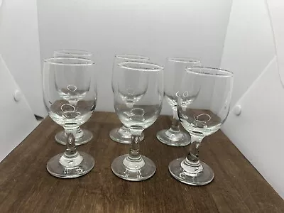 Set Of 6 Vintage Stemmed Cordial Liquor Stemware Shot Glasses Clear Glass • $10