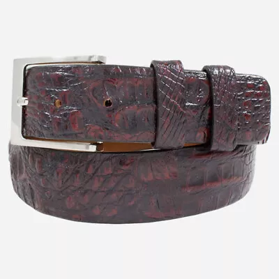 Genuine Caiman Hornback Black Cherry Crocodile Leather Belt (Made In U.S.A) • $150