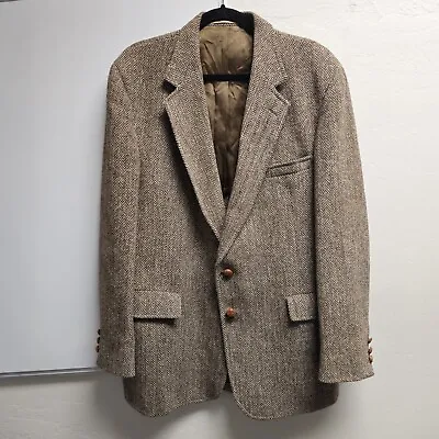 HARRIS TWEED 100% Handwoven Scottish Wool Mens Brown/Tan XL Sportscoat Jacket • $49.99