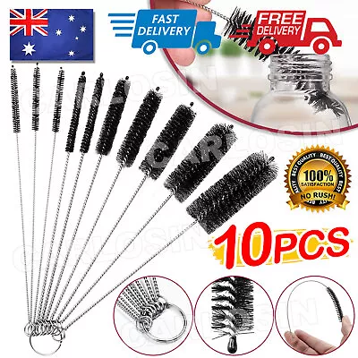 10Pcs Nylon Reusable Straw Brush Cleaner Bottle Small Long Cleaning Tube Pipe • $5.35