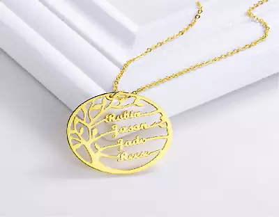 Family Tree Love Necklace Custom Sterling Silver Nameplate Charm Chain For Women • $19.99