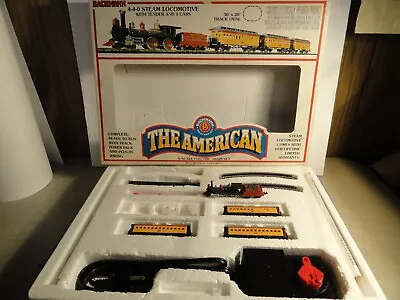 Vintage N Scale Bachmann The American Train Set 4-4-0 Steam Locomotive & 3-cars • $103.50