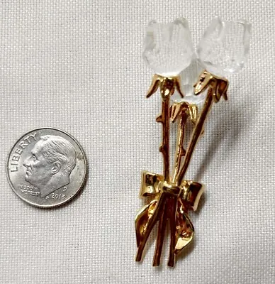 SWAROVSKI Crystal Memories Miniature Roses With Gold Stems And Bows • $25