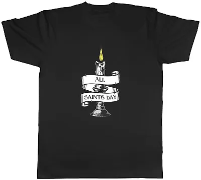 All Saints Day Mens T-Shirt Vintage Candle Holder With Flame Tee Gift • £8.99