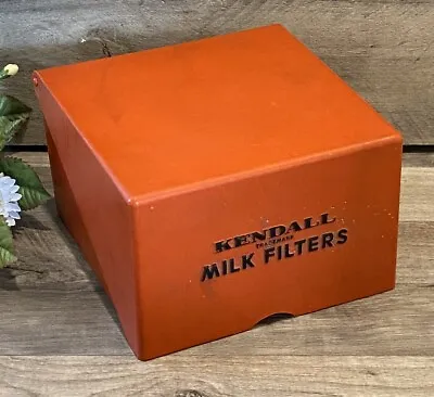 Vintage Milk Filters Box Kendall Plastic Storage Red Box Dairy Display 4.5” H • $24.99