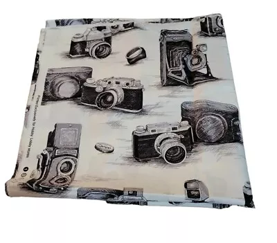 Camera Hobby Lobby Fabric New Quilting Crafting Cotton NEW 1.5 Yds Black White • $15.99