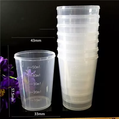 10/30*50ml MEDICINE MEASURING CUPS Clear Disposable Liquid Measure Pot Container • £6.08