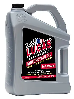Lucas Oil Sae 20W50 Wt Motorcycle Oil 5 Litres 40774 • £43.99