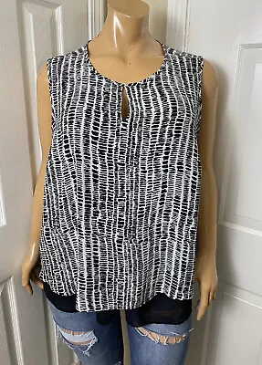 Violet & Claire Blouse Size 3X Sleeveless Womens Black White Top • $14.24