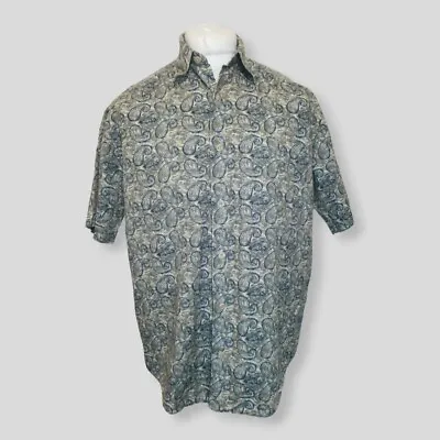 Claiborne Shirt Mens Size S Blue Beige Paisley Pattern Short Sleeve Shirt  • £10