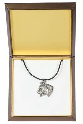 Amstaff Type 2 - Silver Plated Necklace With A Dog In Box Art Dog AU • $53.25