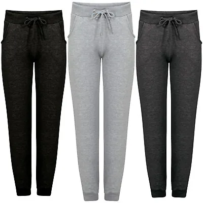 Jogging Bottoms Womens Tracksuit Joggers Ladies Fleece Trousers Slim Fit Size • £10.95