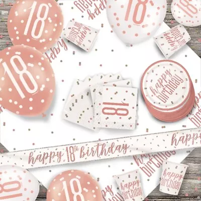 18th Birthday Party Banners Decorations Balloons Supplies Tableware - Rose Gold • £22.20