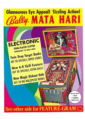 Mata Hari Pinball By Bally Flyer / Brochure / Ad - Hard To Find - Excellent • $58.95