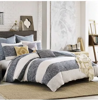 New KAS ROOM South Hampton Comforter Duvet Cover Blue Sz Twin 100% Cotton • £47.50