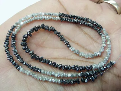 20.18 Ct White & Black Natural Rough Diamond Beads 16  Strand Necklace SEE VIDEO • $129