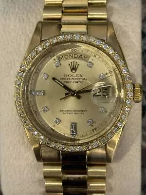 Rolex Day Date Presidential Vintage 1972 36mm 1803 Diamond Dial Bezel VWG 328494 • $15000