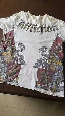 Affliction T Shirt Brown Knights/Shield/Eagles Size Large • $38