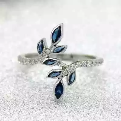 Wedding Ring 2Ct Marquise Cut Simulated Sapphire & Diamond 14K White Gold Plated • $78.76