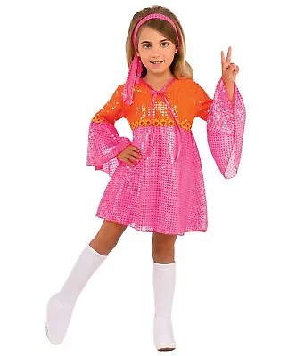 Child 60s 70s Go Go Girl Sequin Dress Scarf Boot Covers Girls Halloween Costume • $15.96