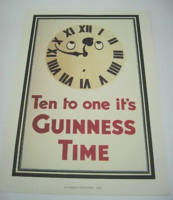 1990s Era Vintage Guinness Beer Advertising Poster Clock  Guinness Meantime 1934 • $93.75