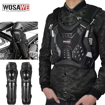 WOSAWE Adults Motorcycle Body Protective Armor Vest Extended Knee Pads Protector • $122.84