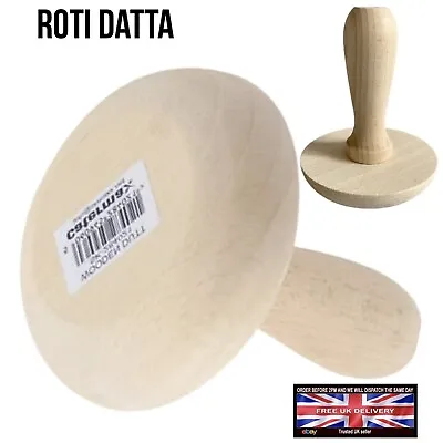 Wooden Roti Chapati Press Datta Indian Paratha Fluffer Maker LongLife Solid Wood • £5.99