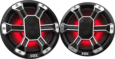 MTX PS65C 6.5” 85w 4Ω Coaxial Speaker Pair IP-67 Rated  RGB Lighting CUST GRILL • $199.95