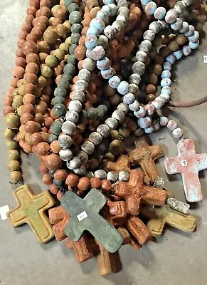 MEXICAN CLAY - Medium ROSARY CROSS & BEADS  ***FREE FREIGHT*** • $52.78