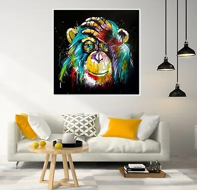 Colour Monkey Abstract Canvas Framed Paper Poster Print Art Wall Art Home Office • £34.99