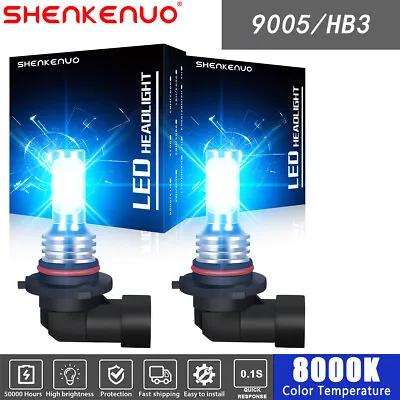 2x 9005/HB3 LED Headlight Kit Combo Bulbs 8000K High Low BEAM Super Bright BLUE • $14.99