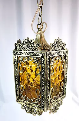 Vintage MCM ORNATE GIM #3054 HANGING SWAG LAMP LIGHT BRASS • $110