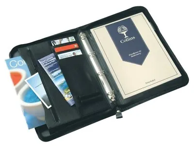 A4 Collins Conference Portfolio Presentation Folder Folio Zip Ring Binder & Pad • £20.98