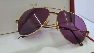 $444 • Buy Rare Cartier Vendome Laque De Chine Aviator Sunglasses Vtg Gp W/box 59-14-135mm