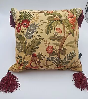 Borgata Tropical Tapestry Monkey Pillow W/Tassels 16 X 16 Inch • $25