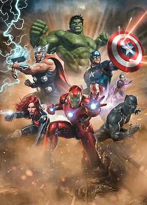 Home Wallpaper Mural 78x110in Photomural Interior Marvel Avengers Heroes • $120.35