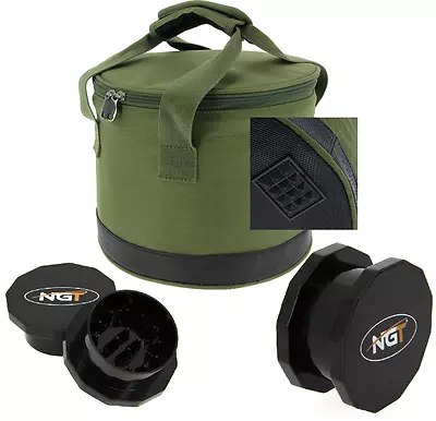 Carp Fishing Bait Bin Bucket With Handles And Zip Top  + Boilie Pellet Grinder • £16.95